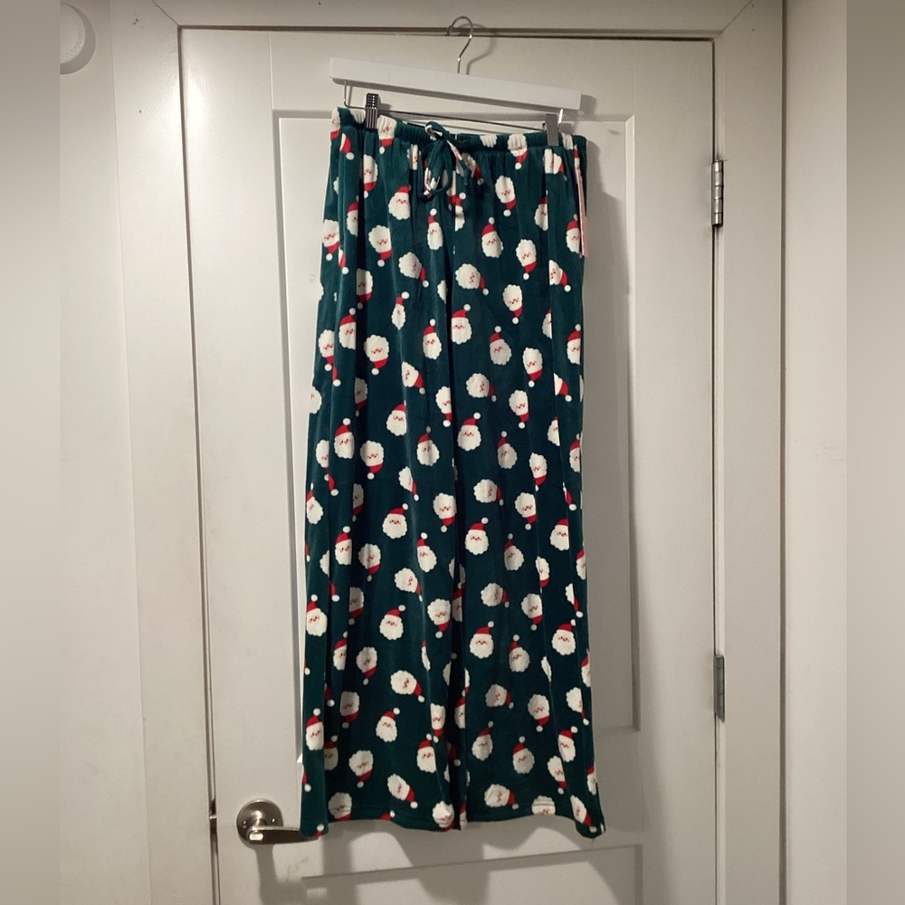 Shosho Womens Santa‎ Claus Fleece Pajama Pants Green Holiday Large 25SLP48-9117